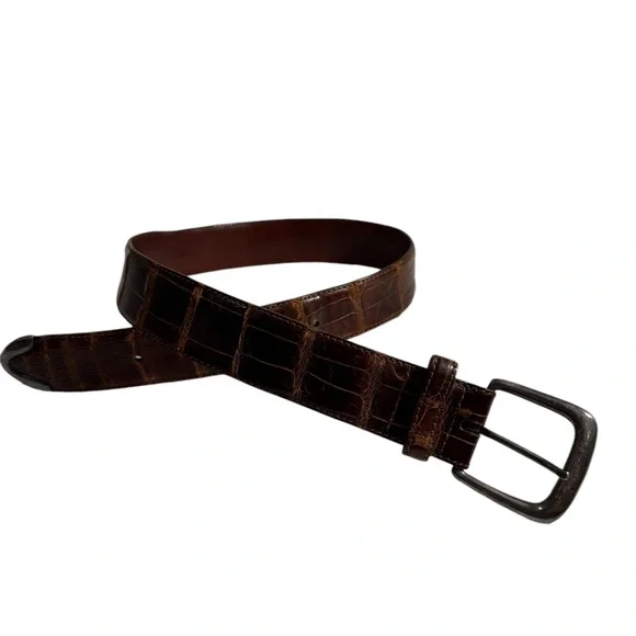 Vintage POLO RALPH LAUREN Brown American Alligator Women's Belt Unisex 28